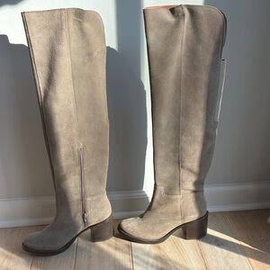 Lucky Brand Ratann Beige Gray Women's Knee-High Boots- Size 8.5